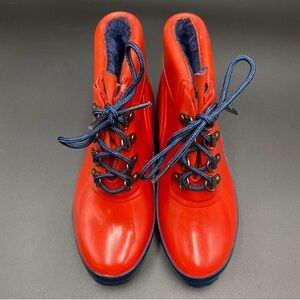 Lands' End Faux Fur Lined Winter Rain Ankle Boots Girl's Size 2